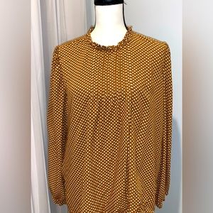 LOFT pleat front keyhole back blouse womens shirt size Large